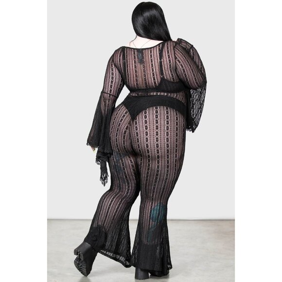 Killstar Franca Flares Pants Plus Size 4XL Bell Bottoms Flares Black Goth Gothic - Picture 3 of 4